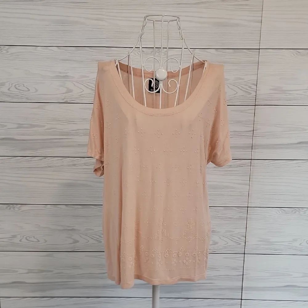 Bobeau Soft Peach Short Sleeve Top Womens Size S